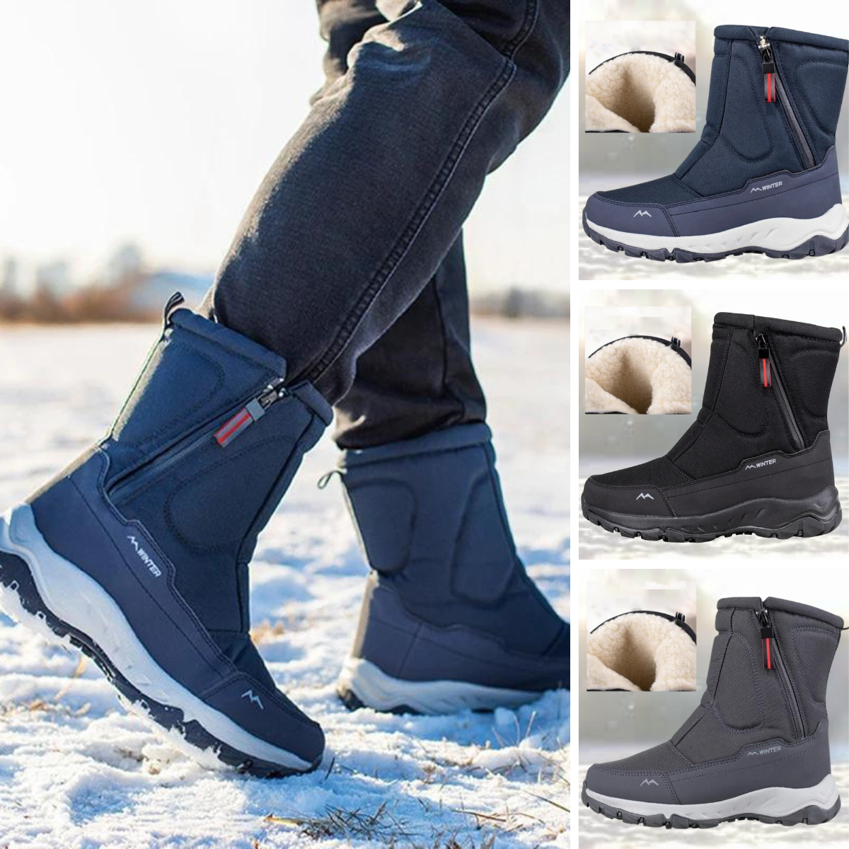 Schneestiefel – Mit Fell gefüttert – Rutschfest – Winterstiefel – Herrenstiefel