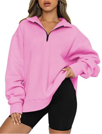 Trendiger Lockerer Halbzip-Pullover für Damen