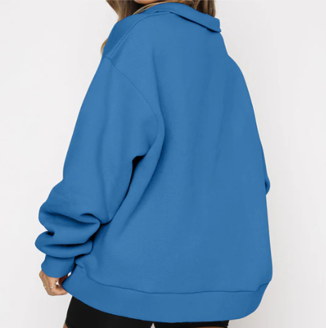 Trendiger Lockerer Halbzip-Pullover für Damen