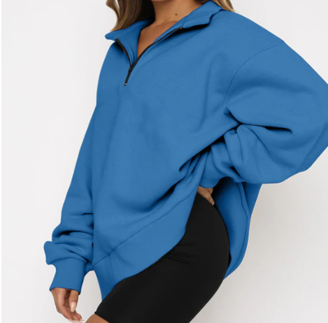 Trendiger Lockerer Halbzip-Pullover für Damen