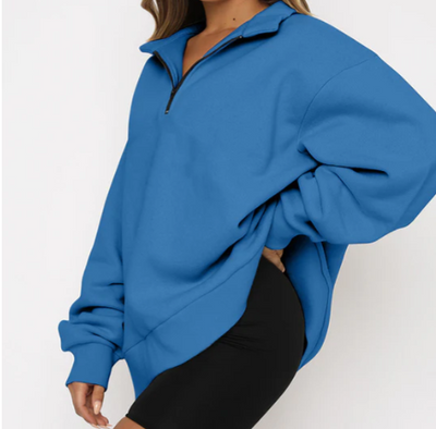 Trendiger Lockerer Halbzip-Pullover für Damen