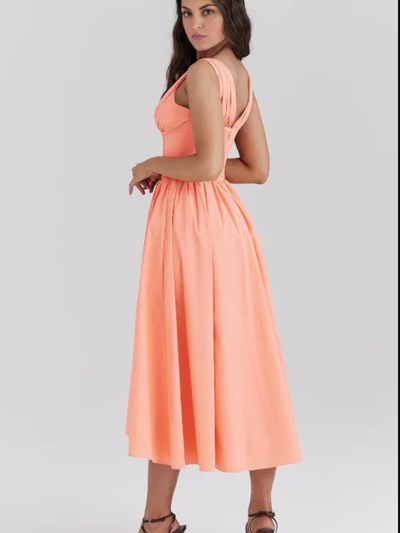 Ariana - Midikleid mit V-Ausschnitt, Korsett und ausgestelltem Rock