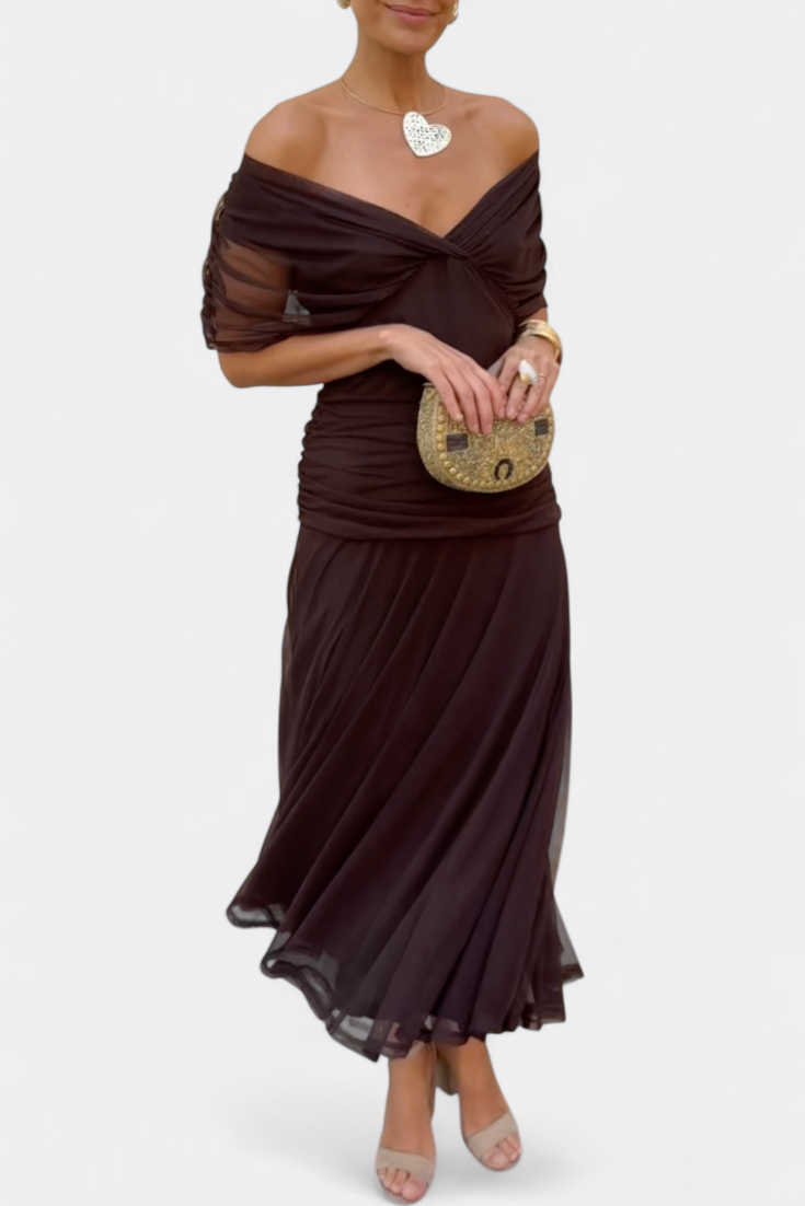 Alondra Maxikleid mit kreativem Blumenprint und V-Ausschnitt