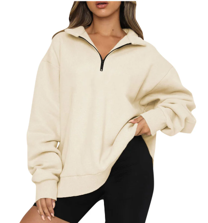 Trendiger Lockerer Halbzip-Pullover für Damen