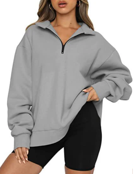 Trendiger Lockerer Halbzip-Pullover für Damen