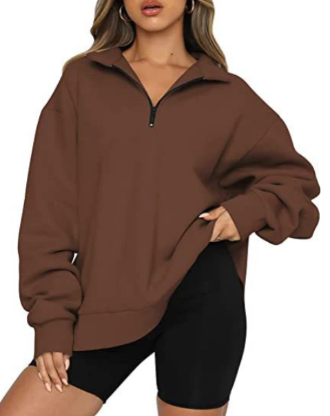Trendiger Lockerer Halbzip-Pullover für Damen