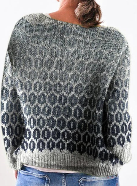 Grauer Pullover mit Wabenmuster für Damen