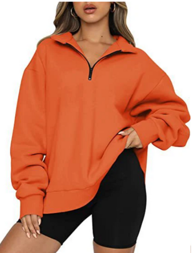 Trendiger Lockerer Halbzip-Pullover für Damen