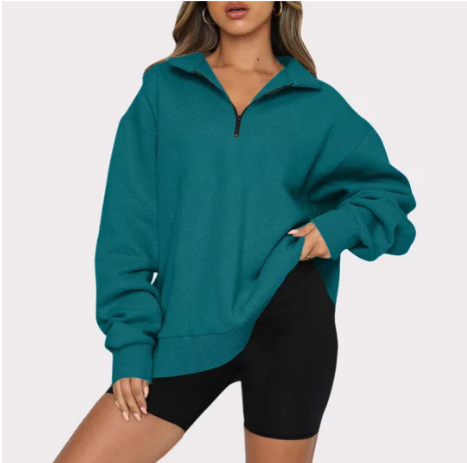 Trendiger Lockerer Halbzip-Pullover für Damen