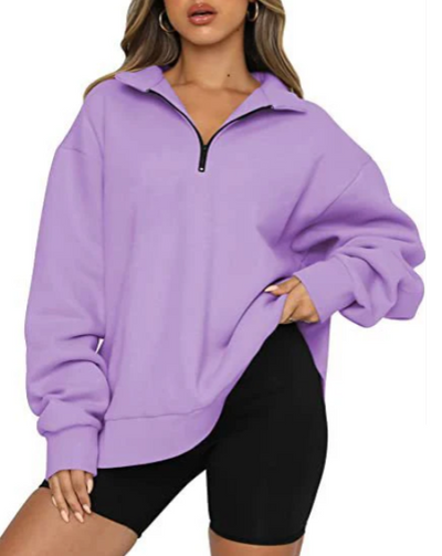 Trendiger Lockerer Halbzip-Pullover für Damen