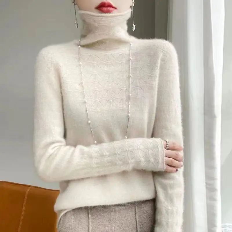 Gemusterter Rollkragenpullover für Damen