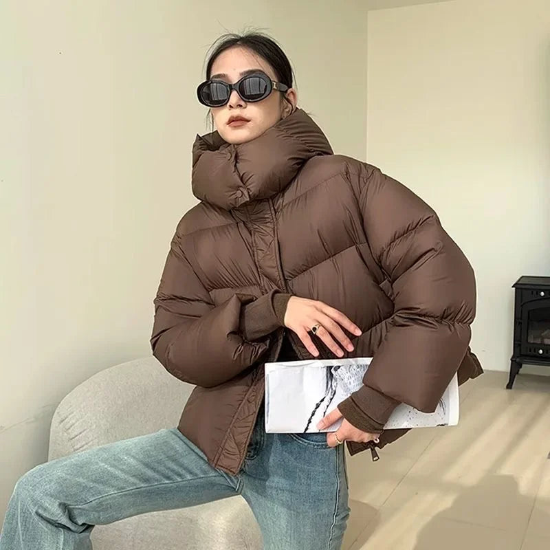 Zip-up-Daunenjacke mit Kapuze für Frauen