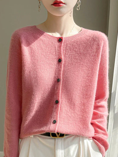 Gekürzte Strickjacke mit Knopfleiste für Frauen