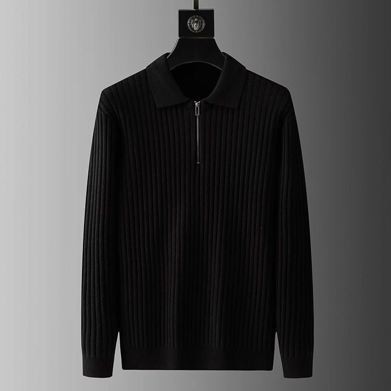 Eleganter Rippenstrick-Polopullover für Herren