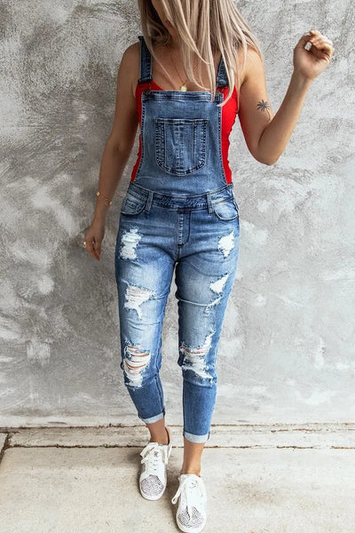 Amanda Sommer-Denim-Romper | Stylischer, moderner Jeans-Romper für Damen mit Löchern