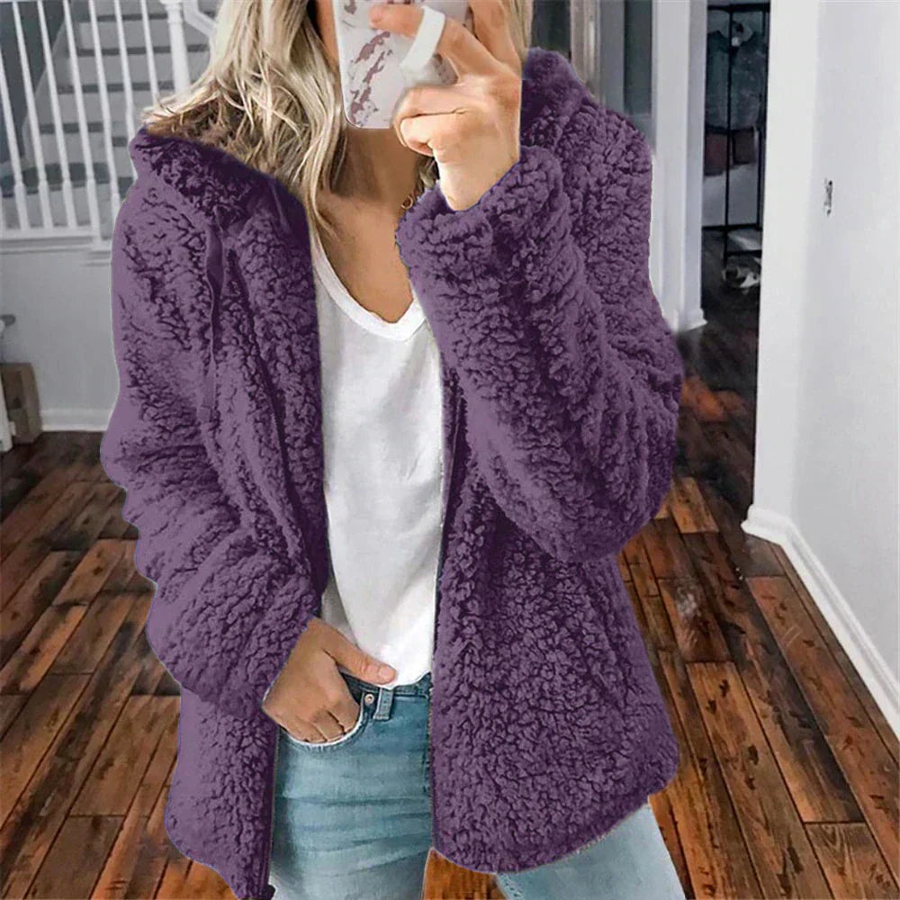 Flauschige Kunstpelz-Winterjacke für Frauen