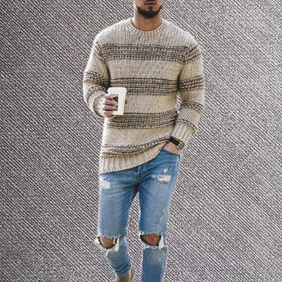 Gestreifter Strickpullover für Männer