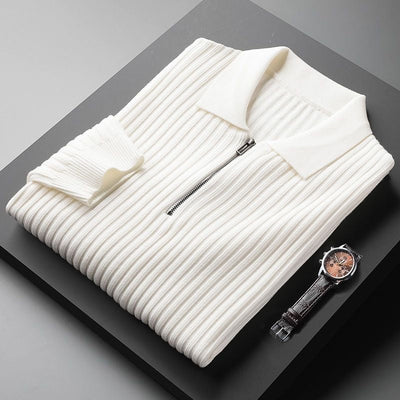 Eleganter Rippenstrick-Polopullover für Herren