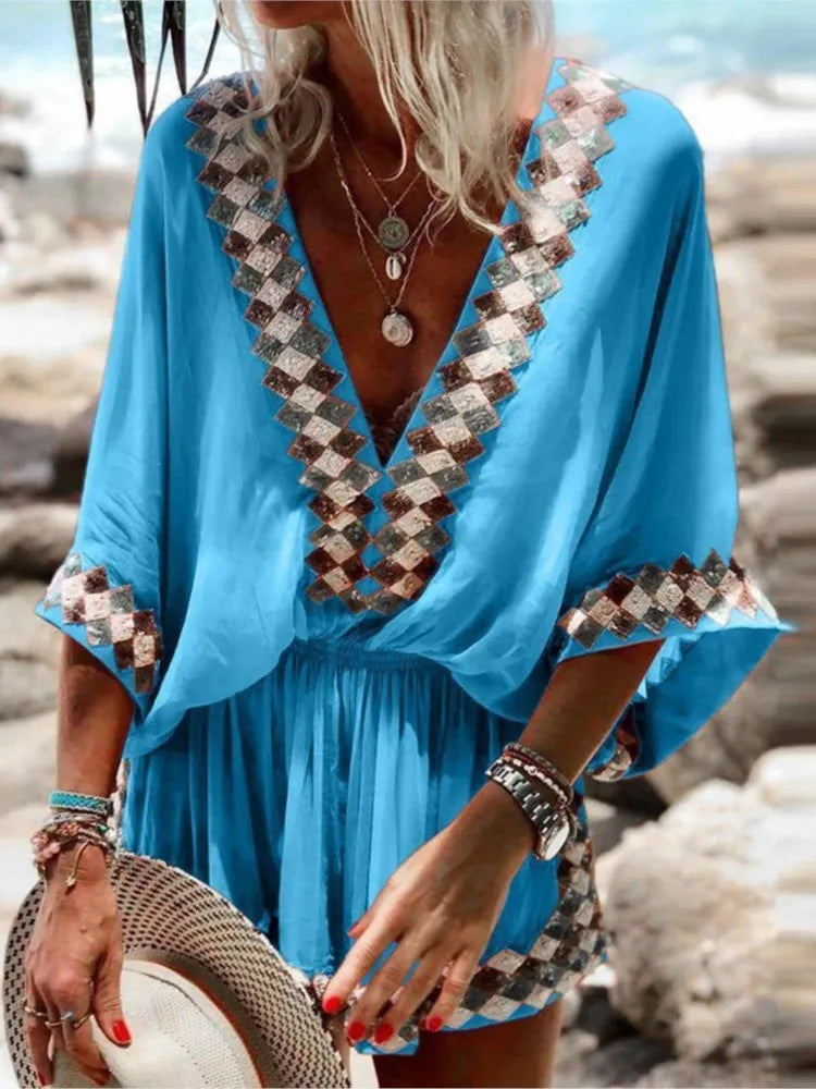 Jasmin Sommer-Jumpsuit | Leichter Strand-Short-Jumpsuit im Boho-Stil