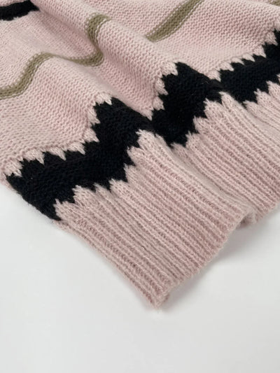 Gestreifter Pullover mit Rüschenbesatz für Frauen