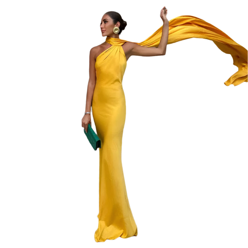 Elégance Nocturne – Elegantes Cocktailkleid mit Bindenausschnitt und offenem Rücken