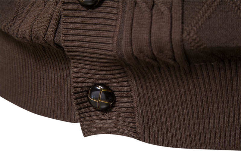 Strickjacke mit V-Ausschnitt und Zopfmuster für Herren