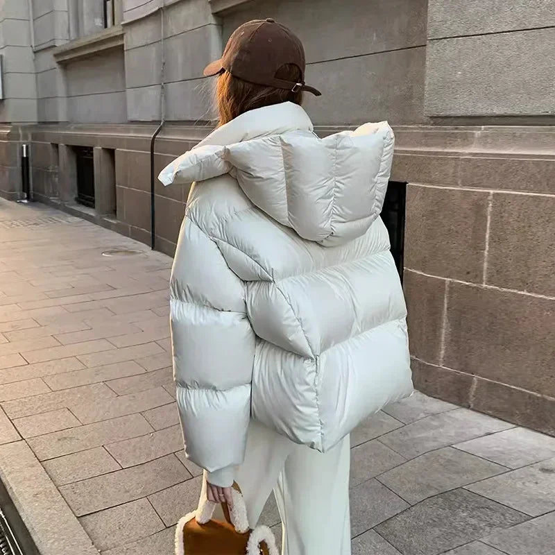 Zip-up-Daunenjacke mit Kapuze für Frauen