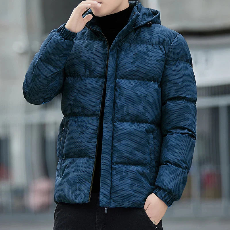 Camouflage Pufferjacke mit Kapuze für Männer