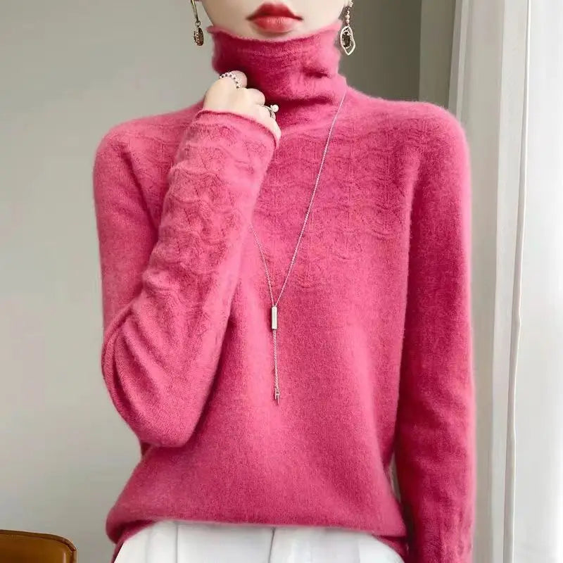 Gemusterter Rollkragenpullover für Damen