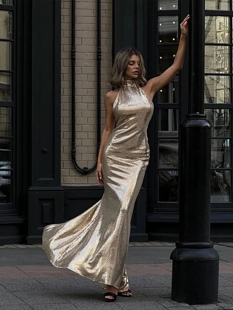 Estrella™ | Strahlendes Metallic-Kleid