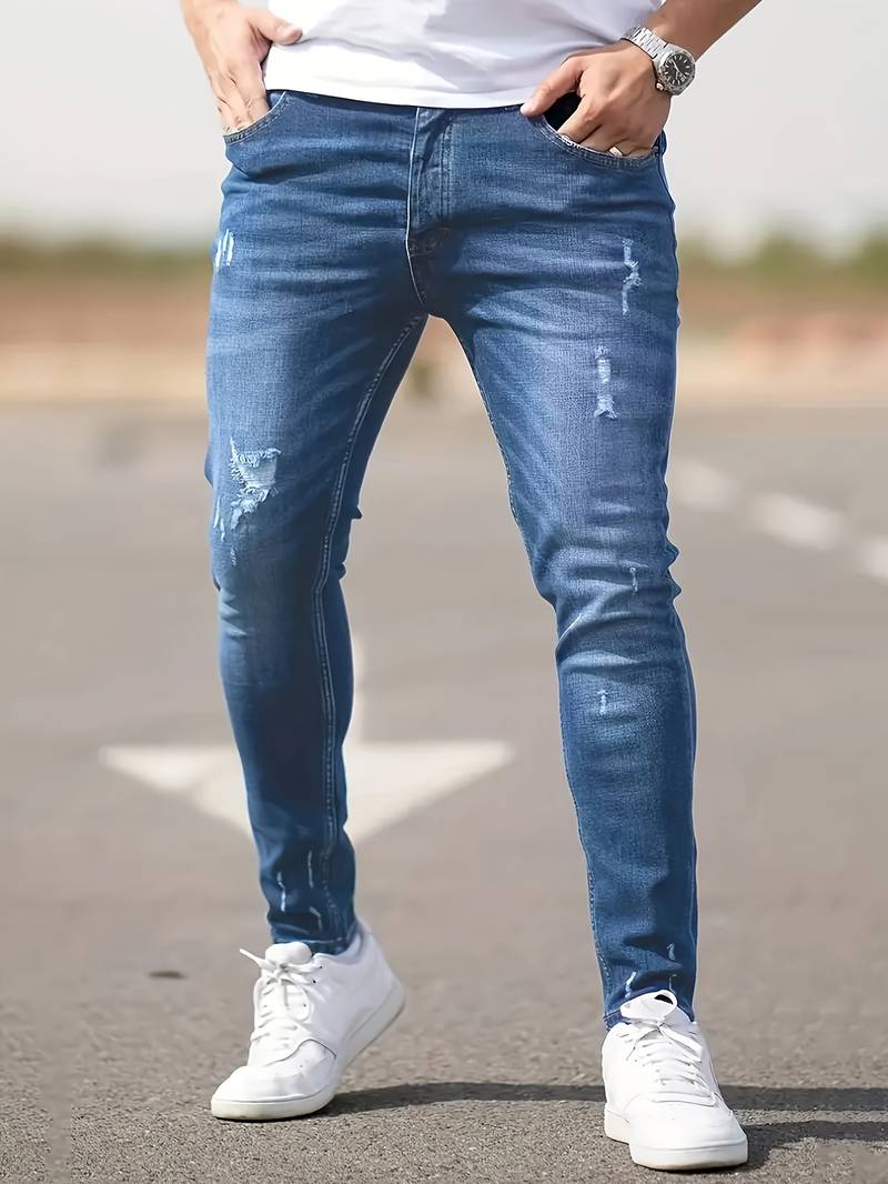 Skinny-Jeans | Ripped | Stretch | Schlanke Fit-Jeans | Herrenjeans