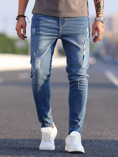 Skinny-Jeans | Ripped | Stretch | Schlanke Fit-Jeans | Herrenjeans