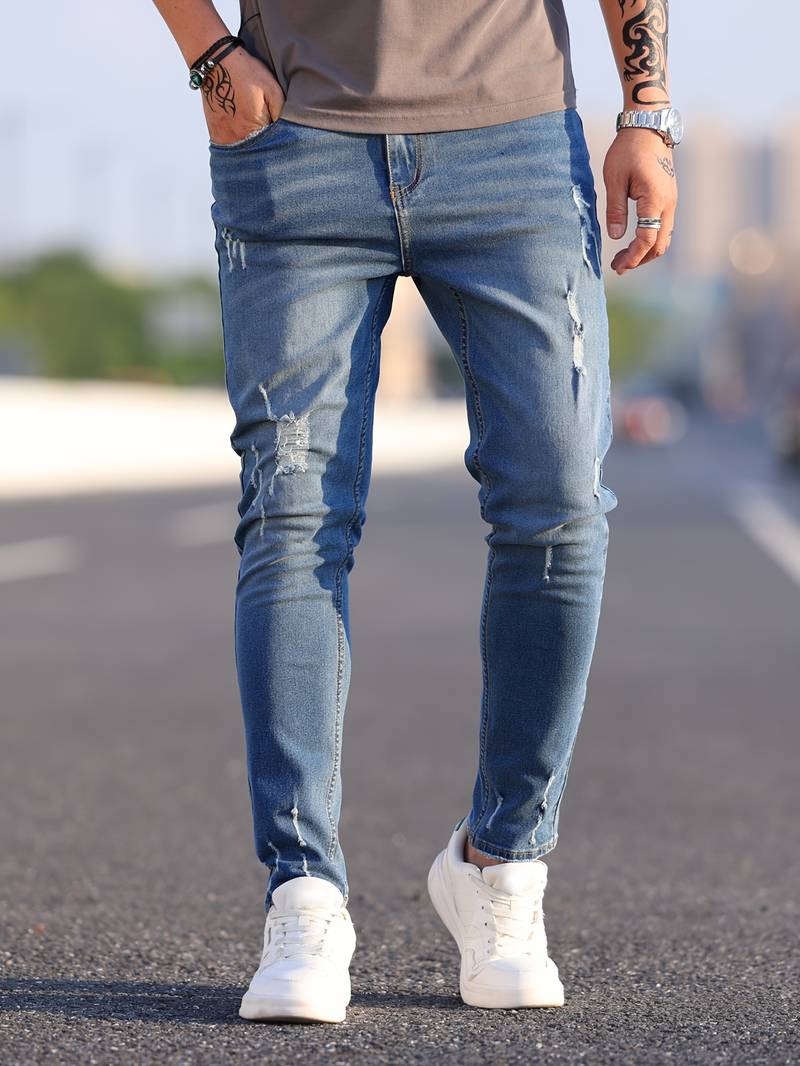 Skinny-Jeans | Ripped | Stretch | Schlanke Fit-Jeans | Herrenjeans