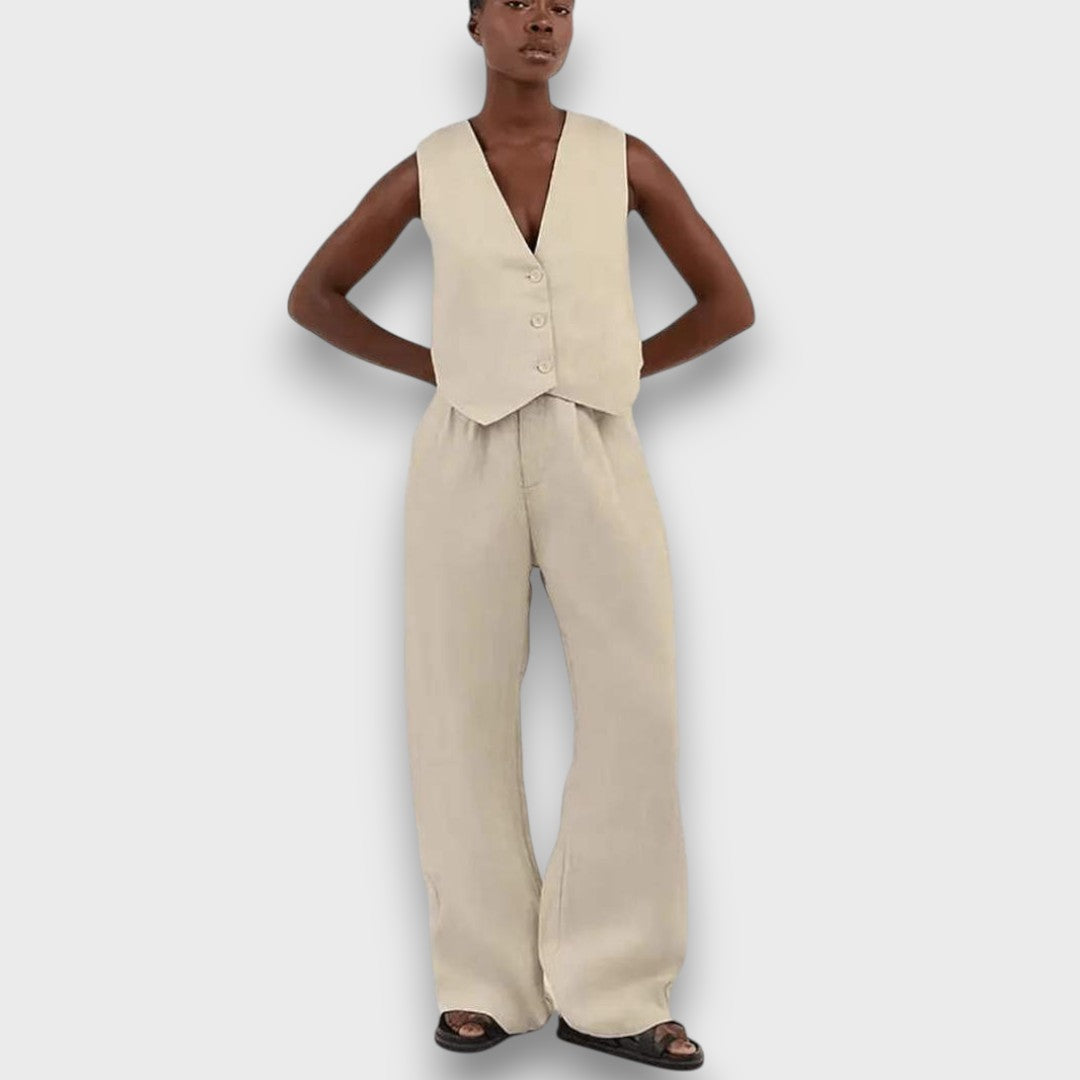 Solenne – Leinen-Set mit ärmelloser Weste