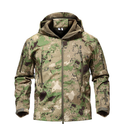 Taktische Softshelljacke mit Reißverschlusstaschen für Herren