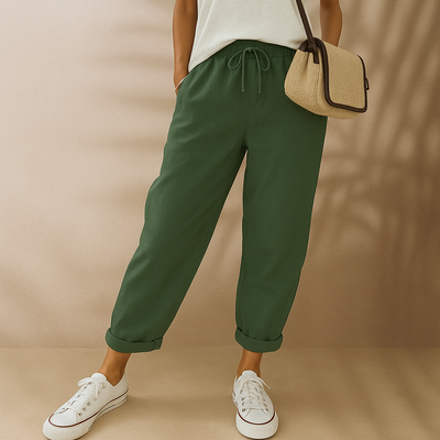 Sommerhose für Damen - Bequeme Luftige Leinen-Optik Caprihose für den Sommer