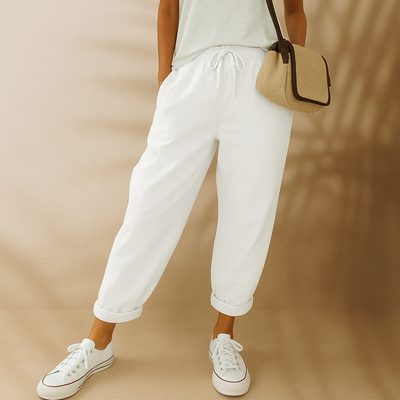 Sommerhose für Damen - Bequeme Luftige Leinen-Optik Caprihose für den Sommer