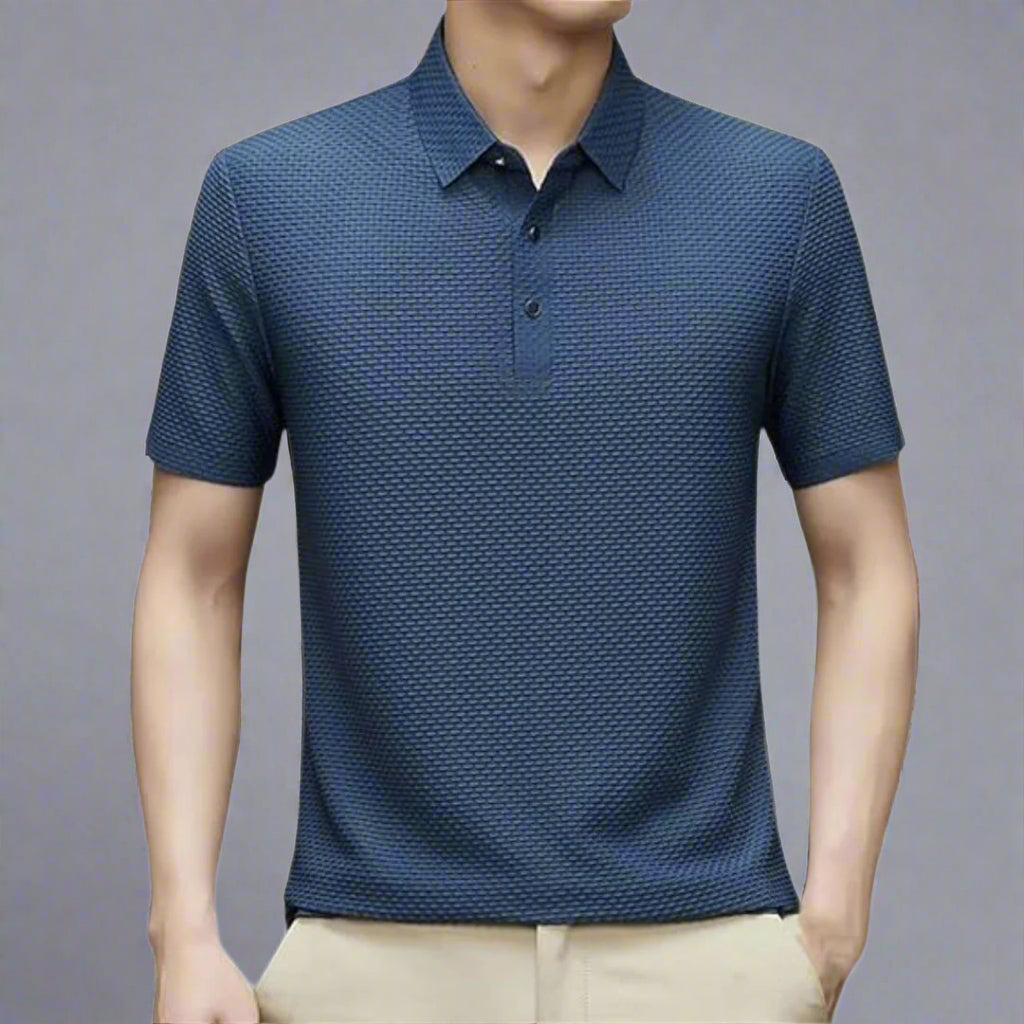 HUGOS Polo Shirt | Atmungsaktives Herren Poloshirt Kurzarm | Leichtes Sommer Mesh Polo Hemd