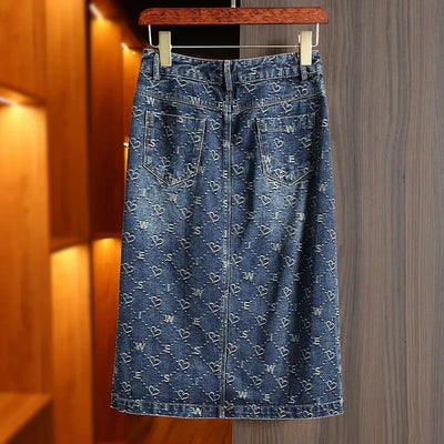 Lange spijkerrok met zak