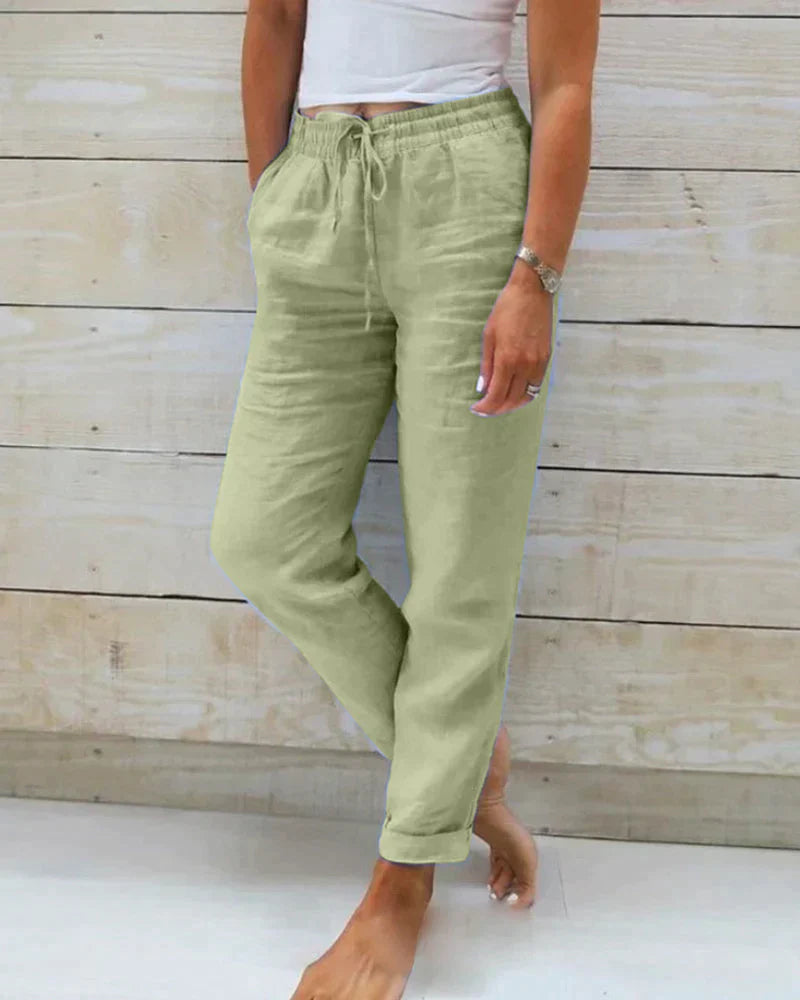 Sommerhosen für Damen - Luftige 3/4 Hose mit Gummibund