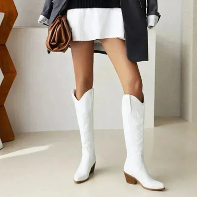 Diane Stiefel | Stilvolle lange Sommerlederstiefel im Westernstil für Damen