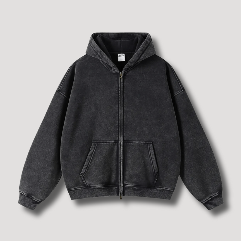 Verwaschener Vintage Zip Hoodie für Männer
