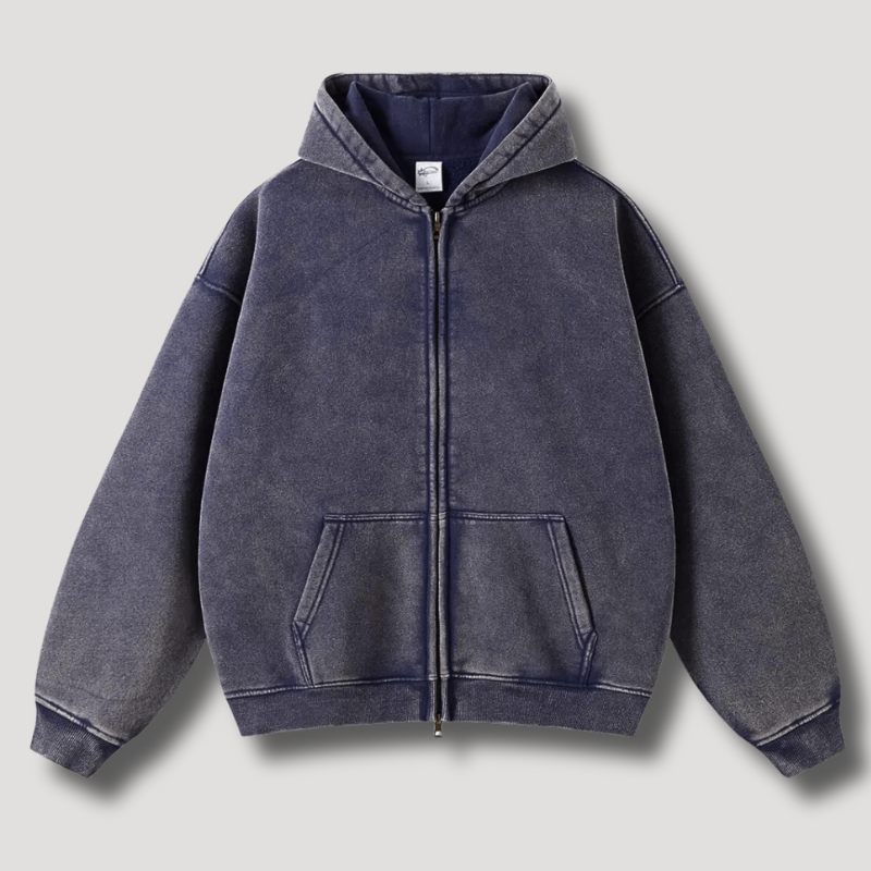 Verwaschener Vintage Zip Hoodie für Männer