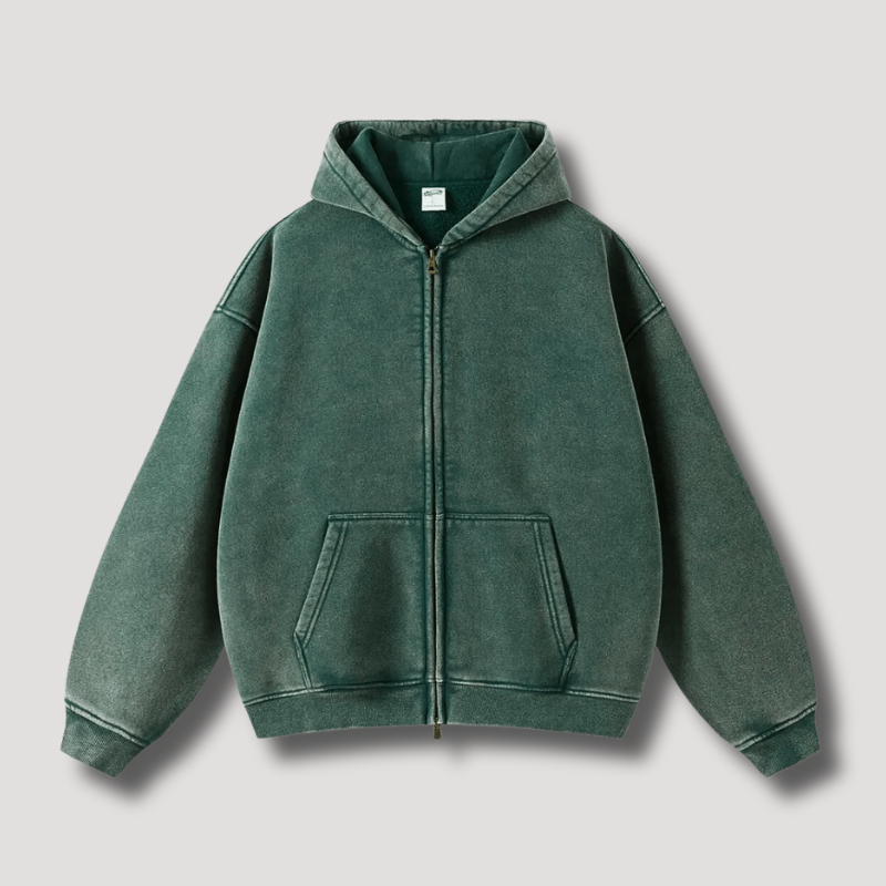 Verwaschener Vintage Zip Hoodie für Männer