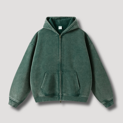 Verwaschener Vintage Zip Hoodie für Männer