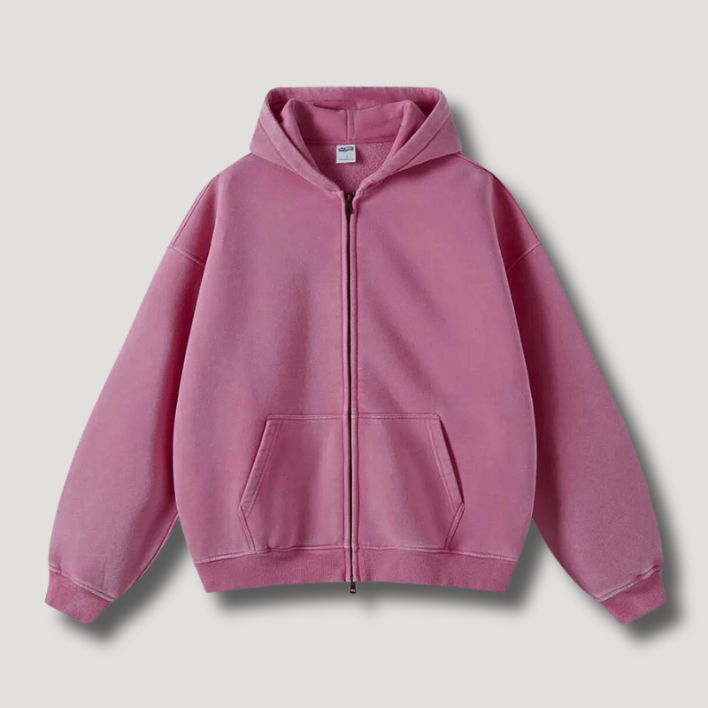 Verwaschener Vintage Zip Hoodie für Männer