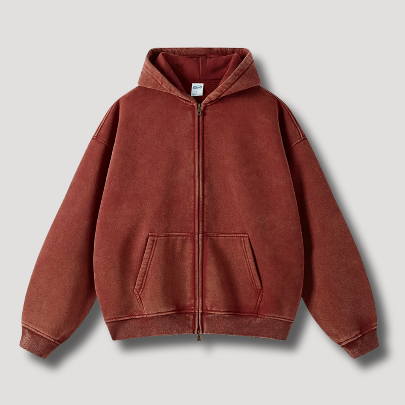 Verwaschener Vintage Zip Hoodie für Männer