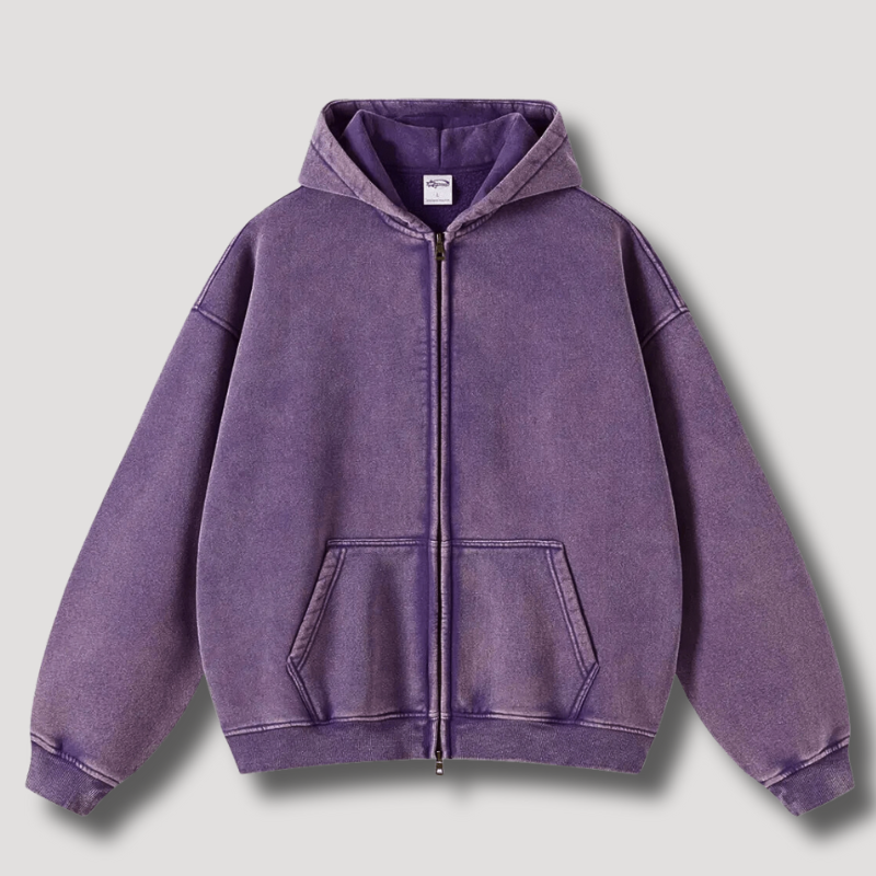 Verwaschener Vintage Zip Hoodie für Männer