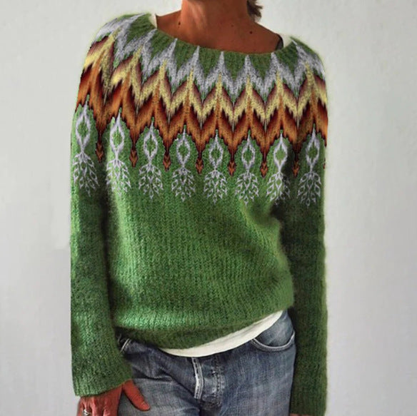 Bequemer Rundhals-Pullover für Frauen