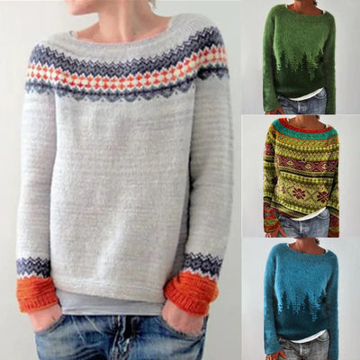 Bequemer Rundhals-Pullover für Frauen